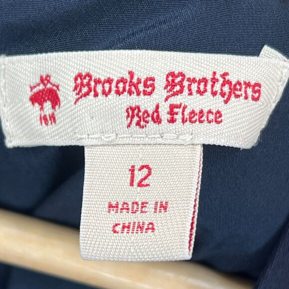 Brooks Brothers Red Fleece Sleeveless Dress Floral Navy Blue Viscose Ruffle Hem - Picture 10 of 14